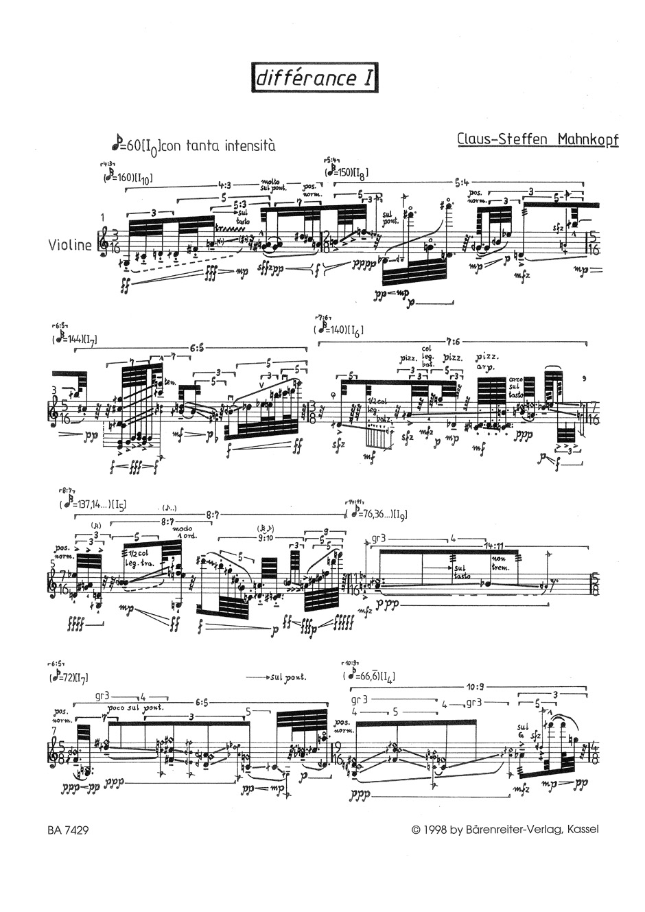 Other Cover Image différance für Violine (1987/1988)