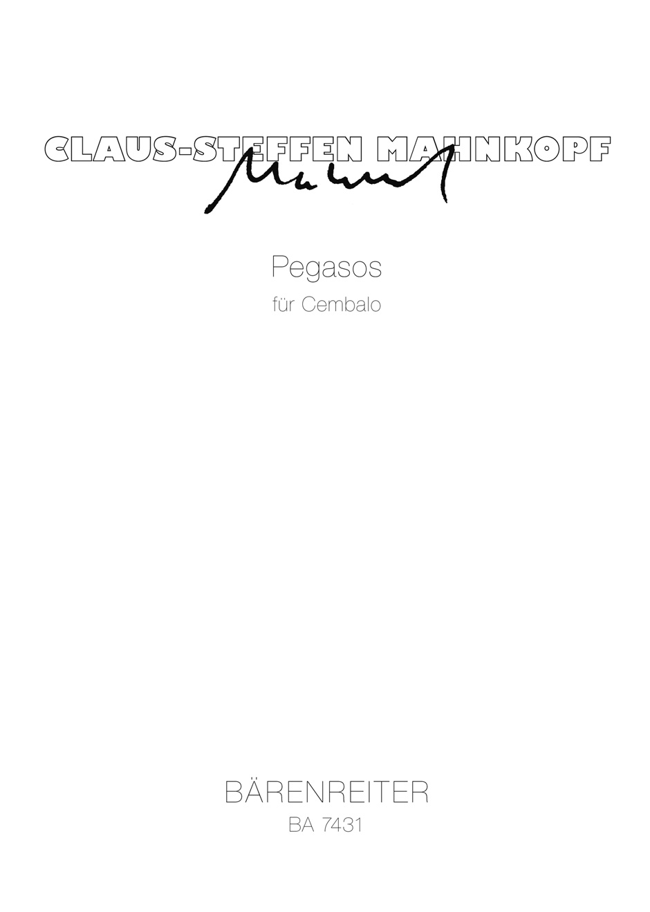 Front Cover Image Pegasos für Cembalo (1991)