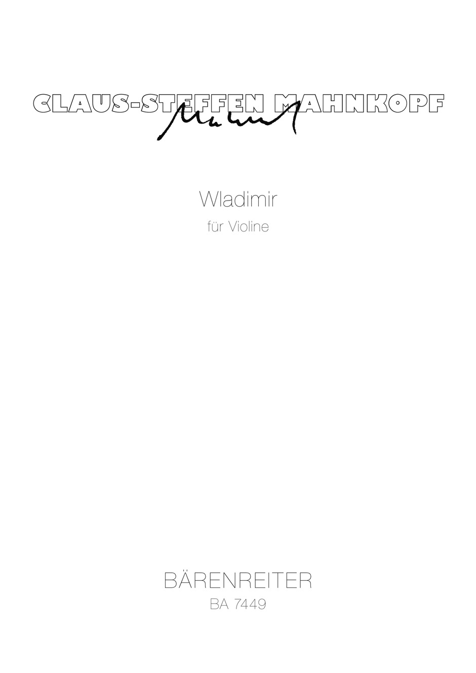 Front Cover Image Wladimir für Violine (1993)