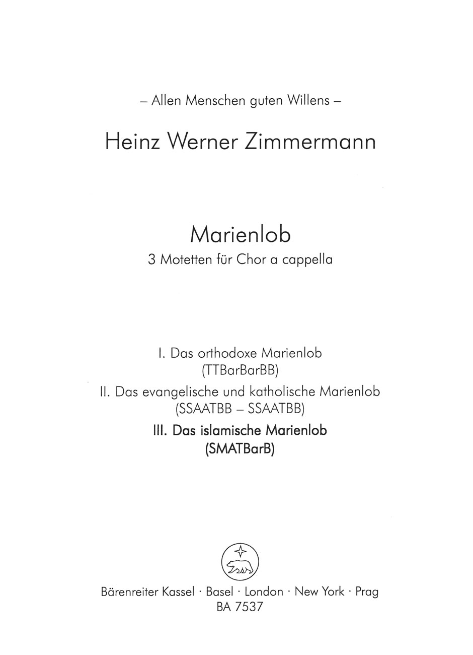 Front Cover Image Marienlob: III. Das islamische Marienlob (2003)