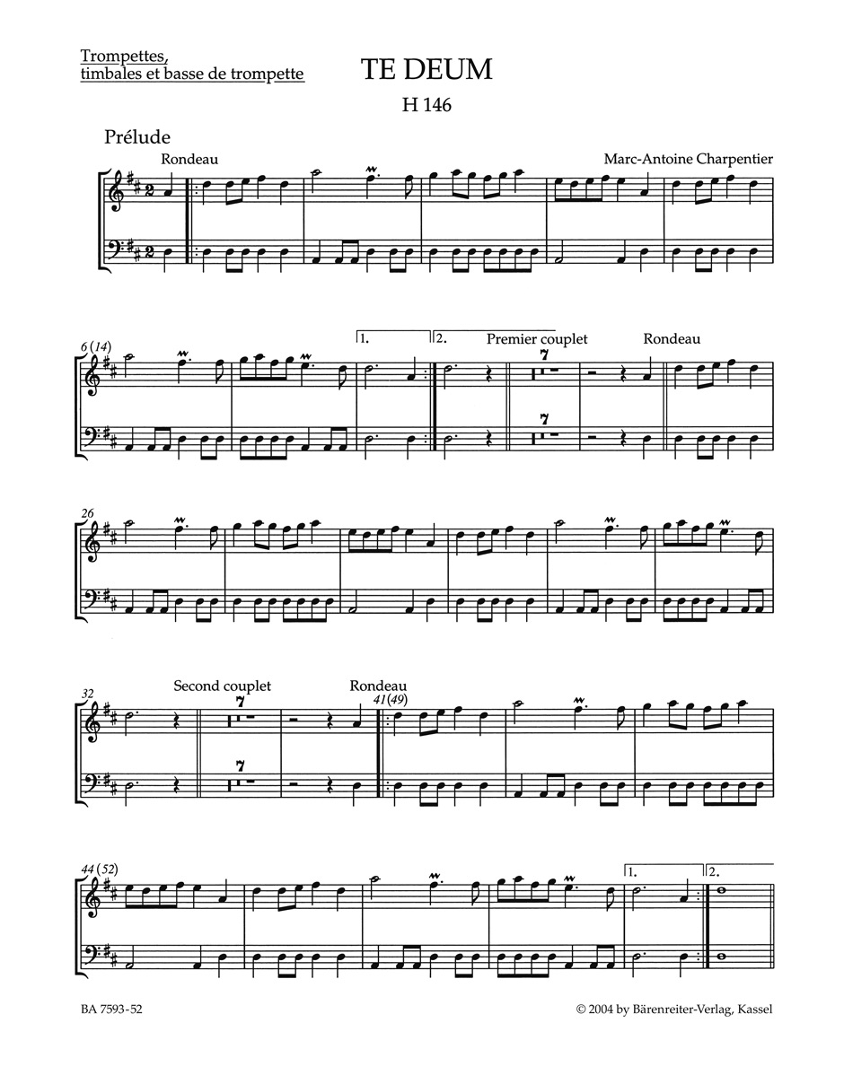 Front Cover Image Te Deum D-Dur H 146