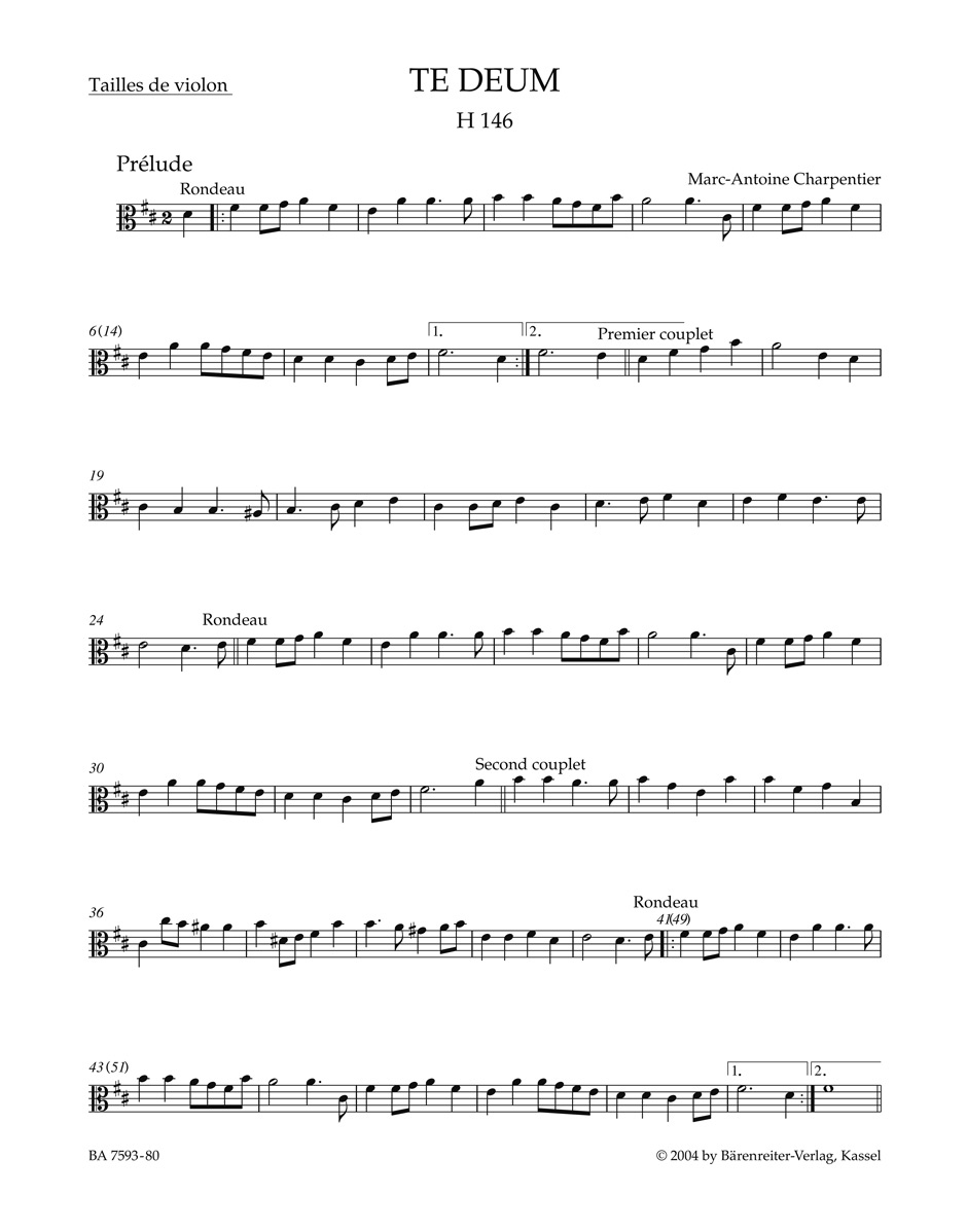 Front Cover Image Te Deum D-Dur H 146