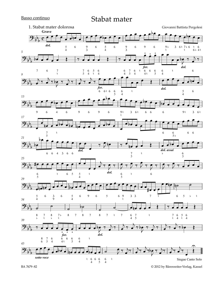 Front Cover Image Stabat mater für Sopran, Alt, Streicher und Basso continuo