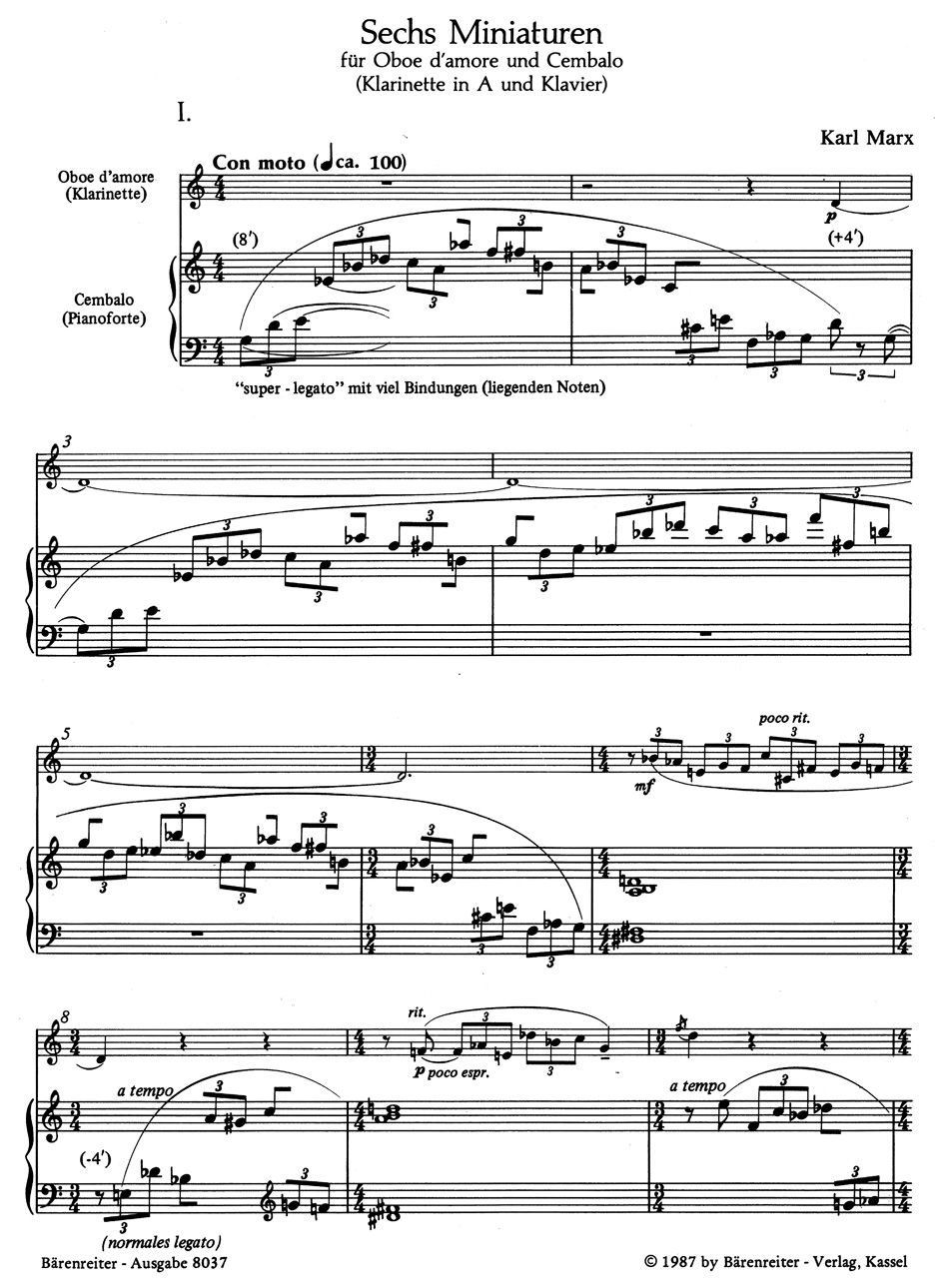 Other Cover Image Sechs Miniaturen für Oboe d'amore und Cembalo oder für Klarinette in A und Klavier op. 62/2 (1974)