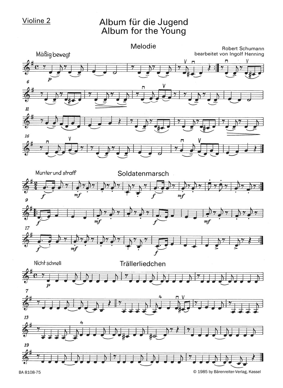 Front Cover Image Album für die Jugend. Auswahl für Streichtrio op. 68