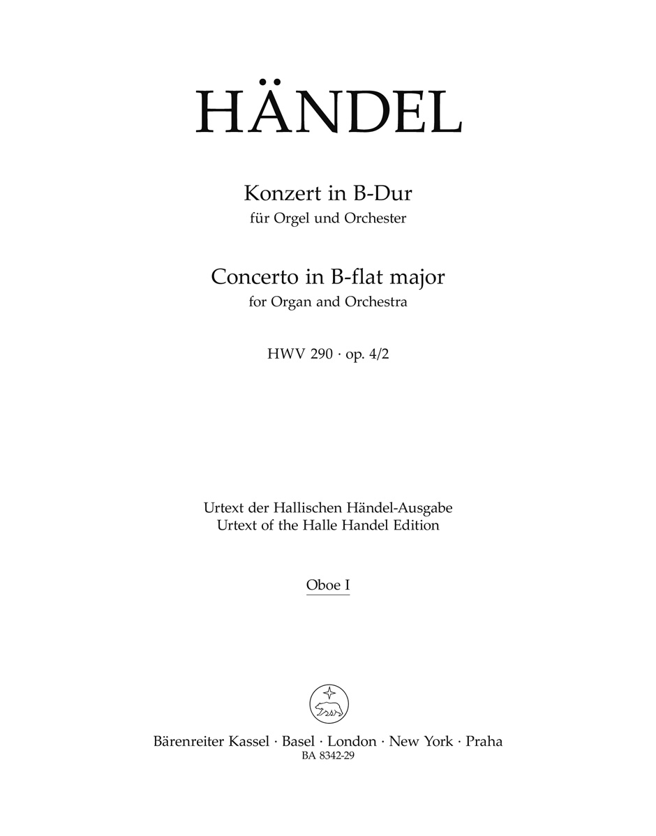 Front Cover Image Konzert für Orgel und Orchester B-Dur op. 4/2 HWV 290