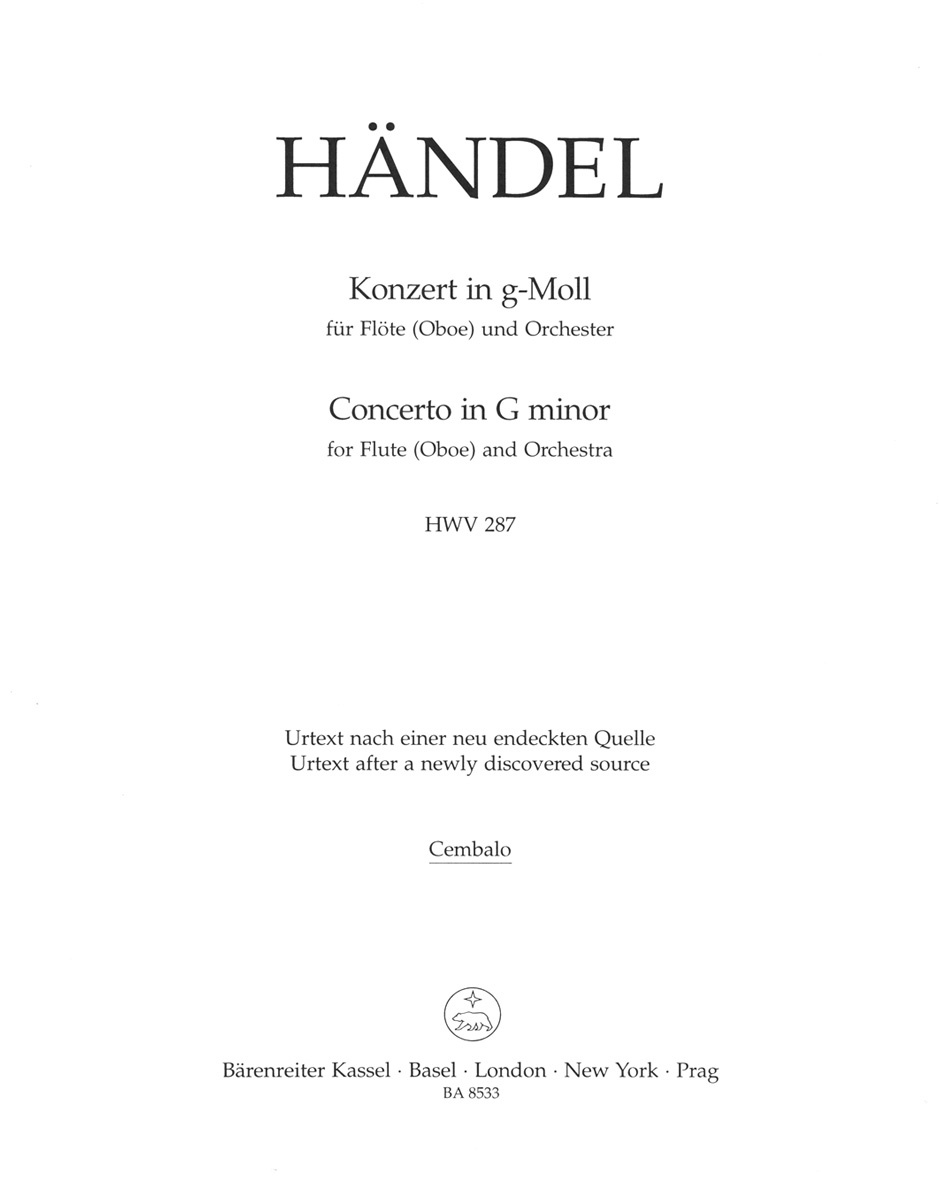 Front Cover Image Konzert für Flöte (Oboe) und Orchester g-Moll HWV 287
