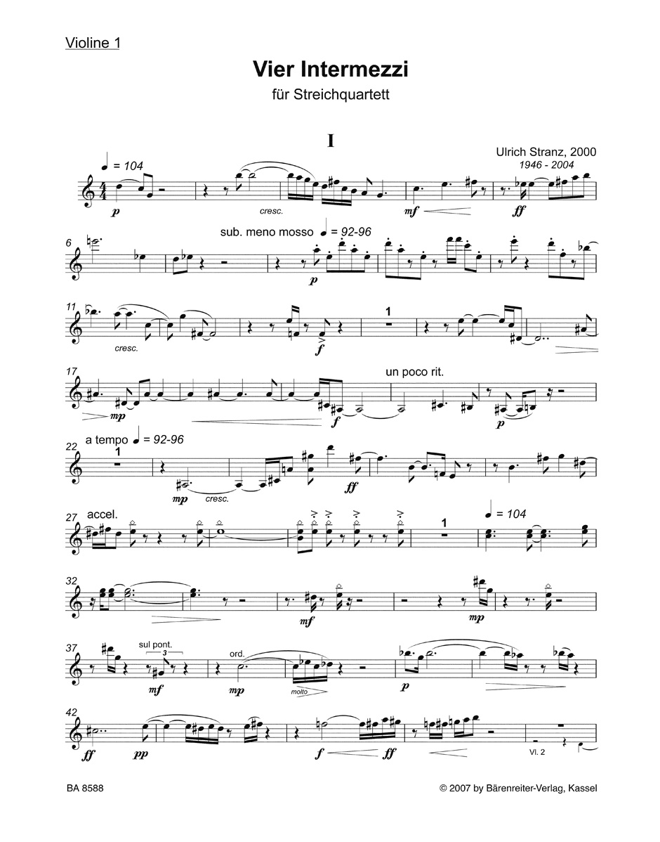 Other Cover Image Vier Intermezzi für Streichquartett (2000)