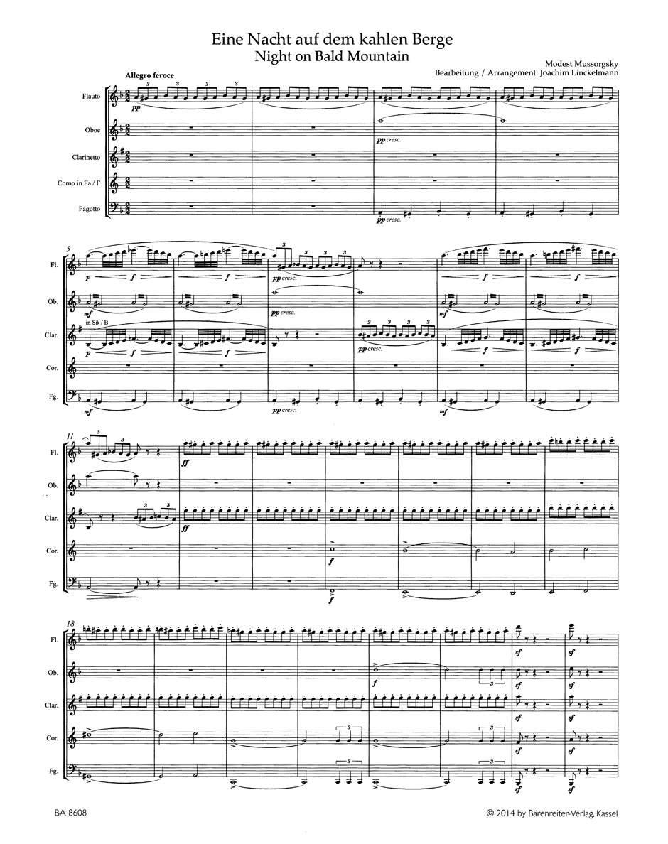 Other Cover Image Eine Nacht auf dem kahlen Berg für Holzbläserquintett
