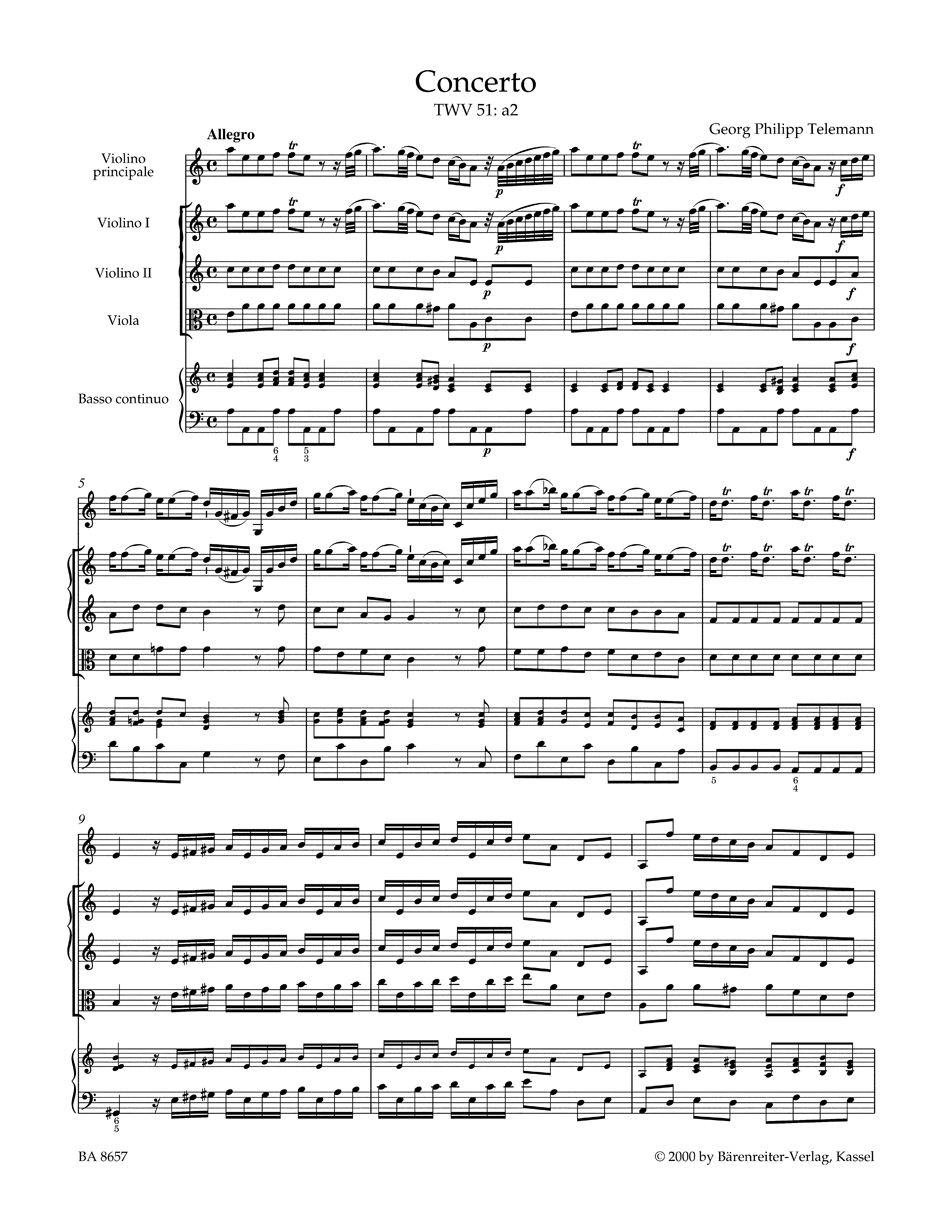 Other Cover Image Konzert für Violine und Orchester a-Moll TWV 51:a2