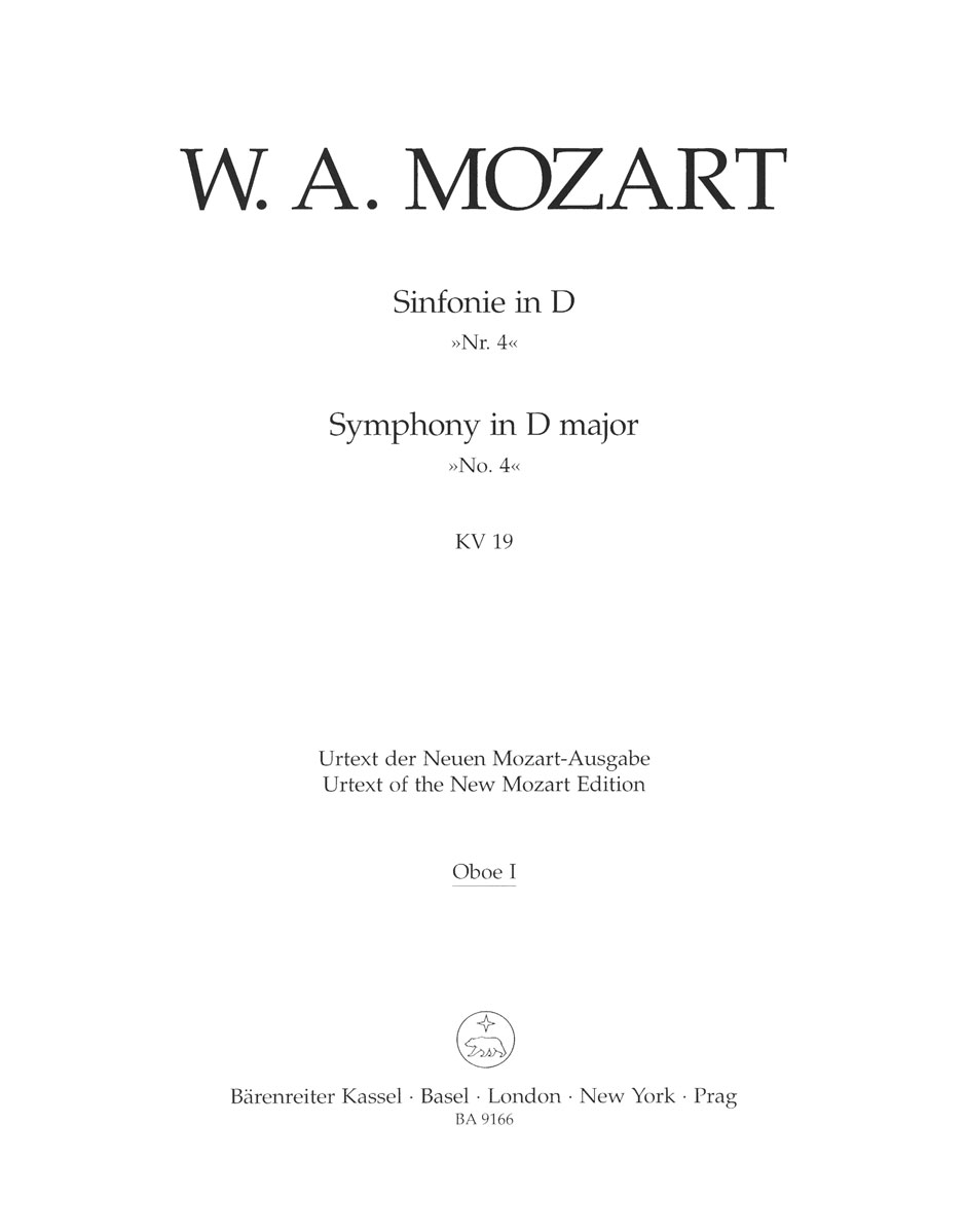 Front Cover Image Sinfonie Nr. 4 D-Dur KV 19