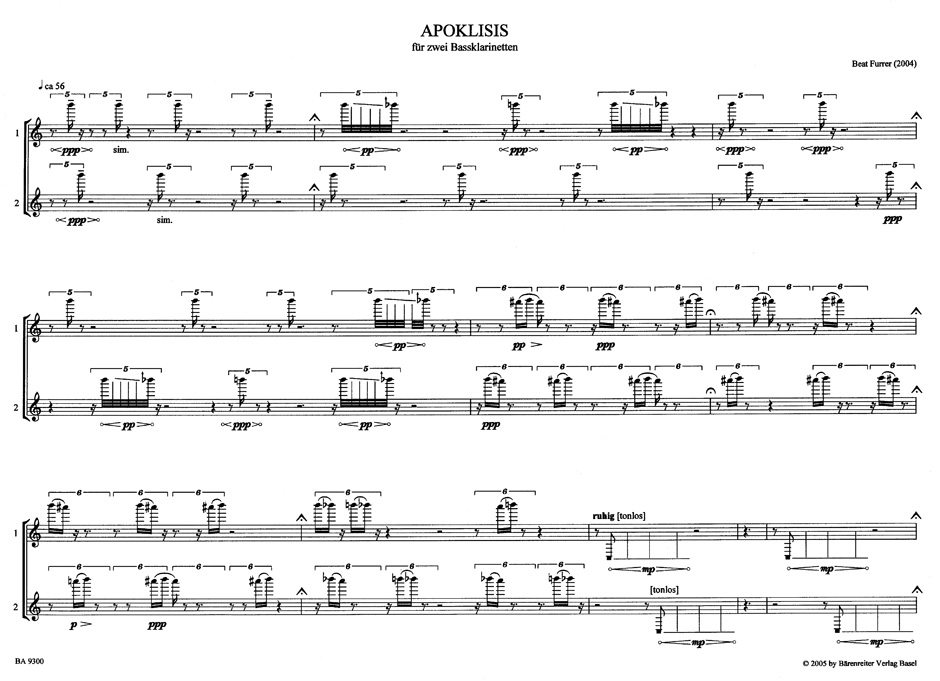 Other Cover Image Apoklisis für 2 Bassklarinetten (2004)