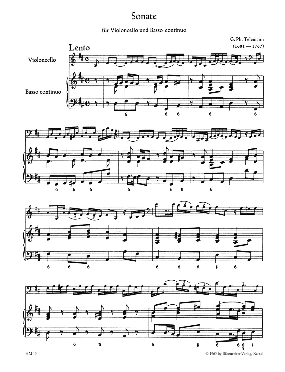 Other Cover Image Sonate für Violoncello und Basso continuo D-Dur TWV 41:D6