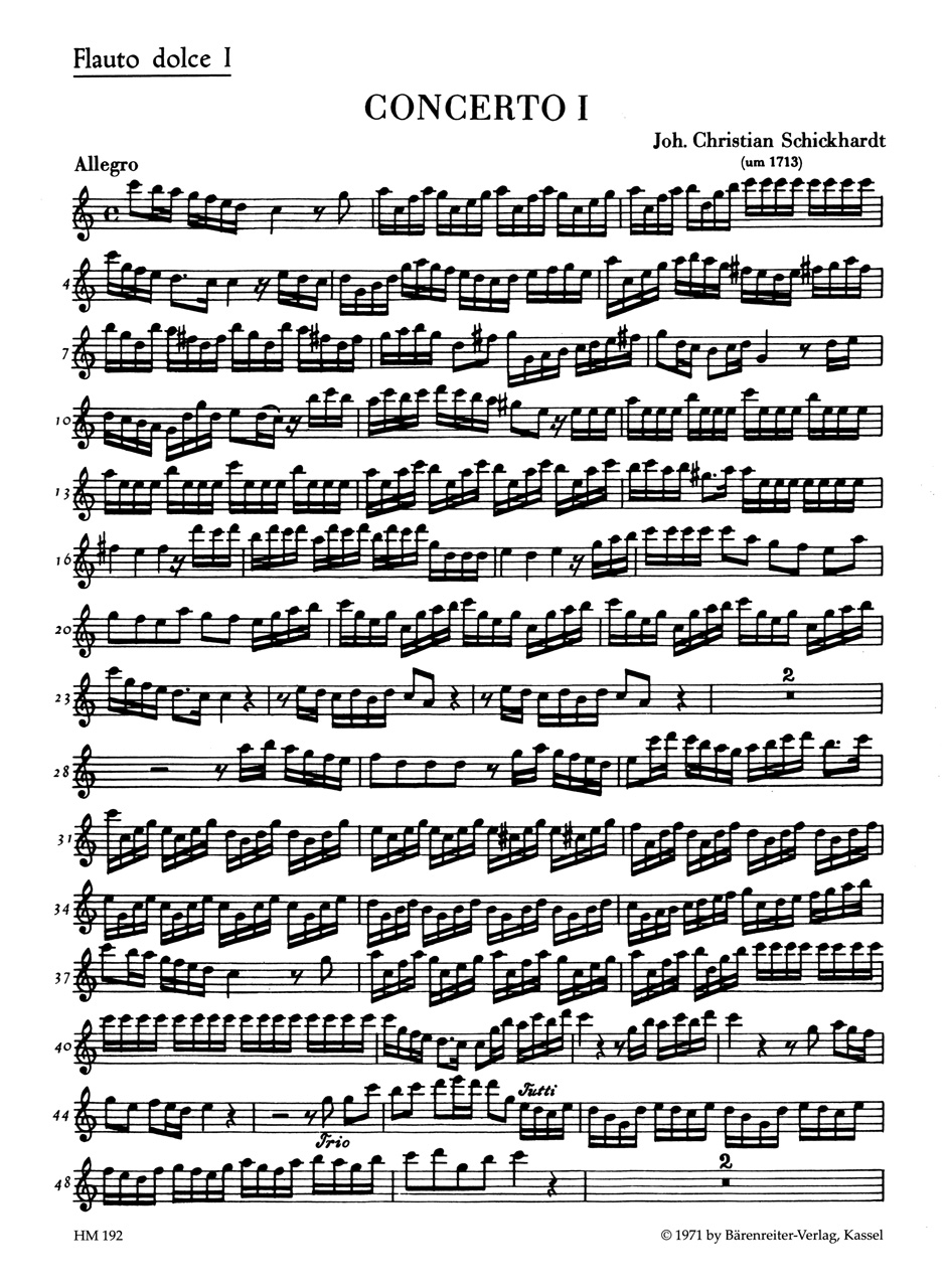 Front Cover Image Konzerte für vier Altblockflöten und Basso continuo