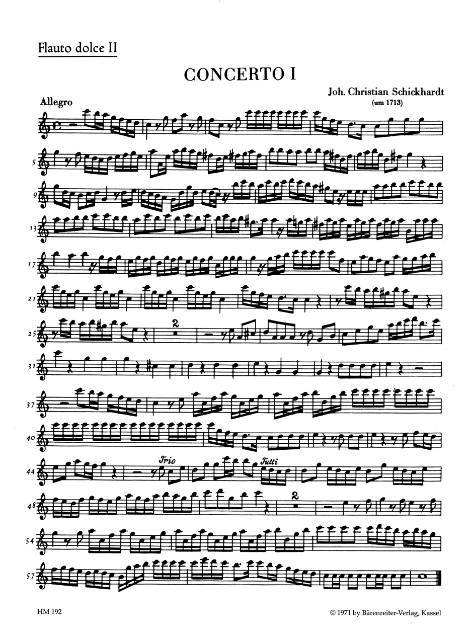 Front Cover Image Konzerte für vier Altblockflöten und Basso continuo