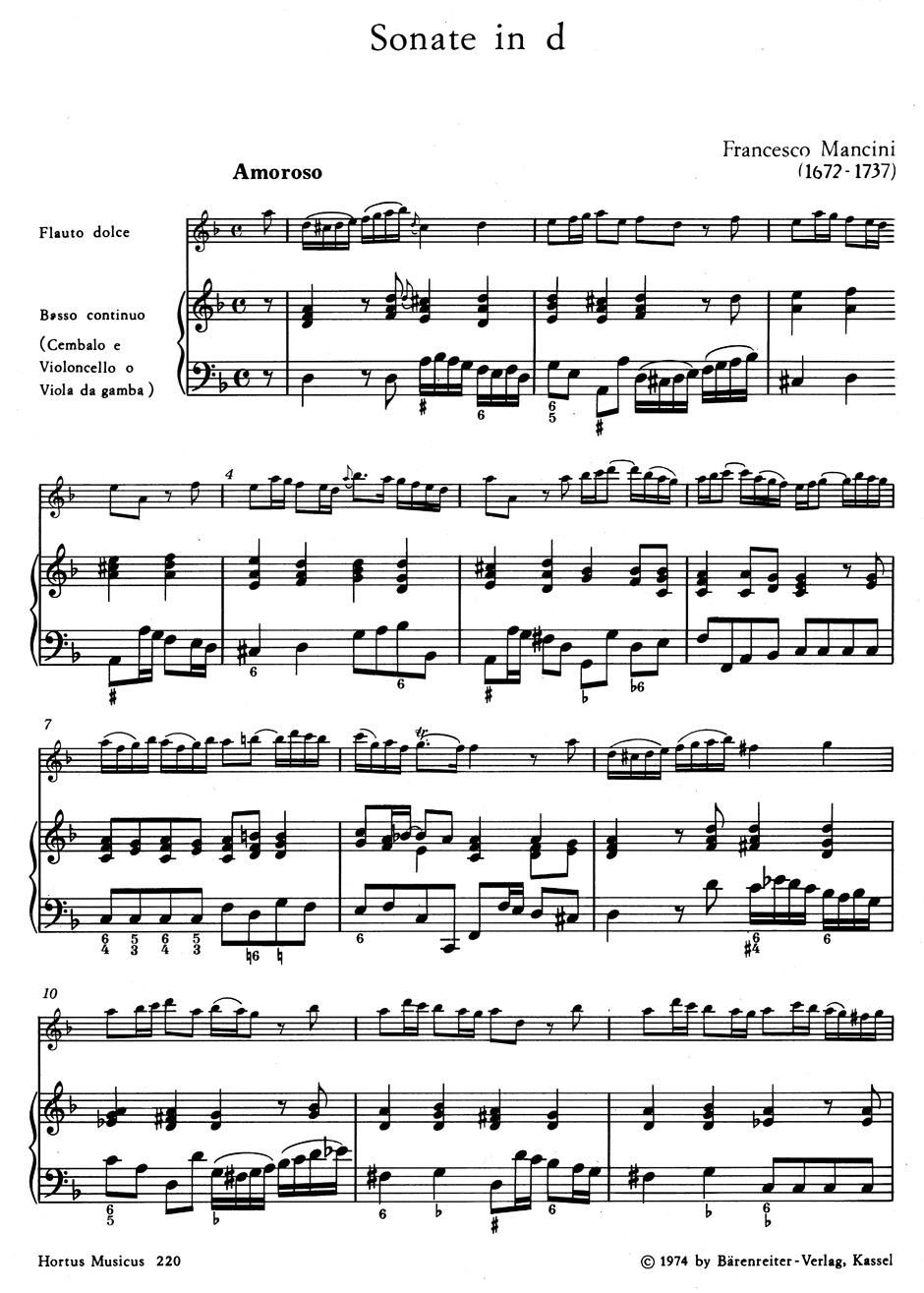 Other Cover Image Sonate für Altblockflöte und Basso continuo d-Moll