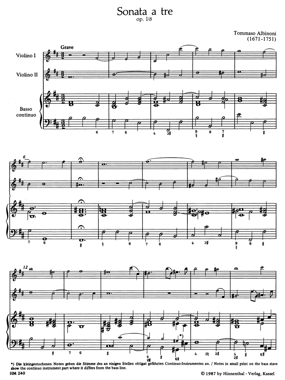 Other Cover Image Triosonate für zwei Violinen und Basso continuo h-Moll op. 1/8