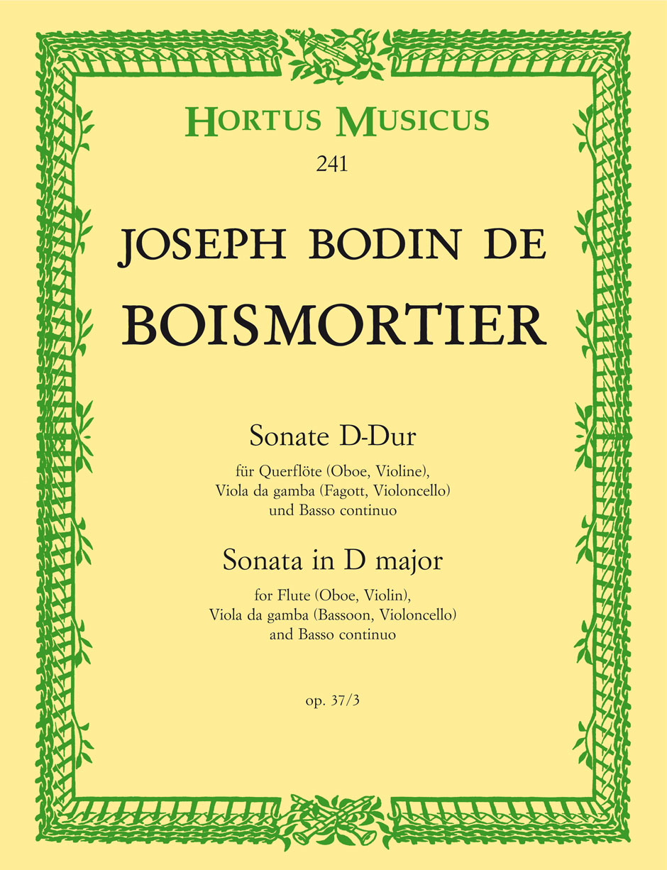 Front Cover Image Sonate für Flöte(Oboe, Violine), Viola da gamba(Fagott, Violoncello) und Basso continuo D-Dur op. 37/3