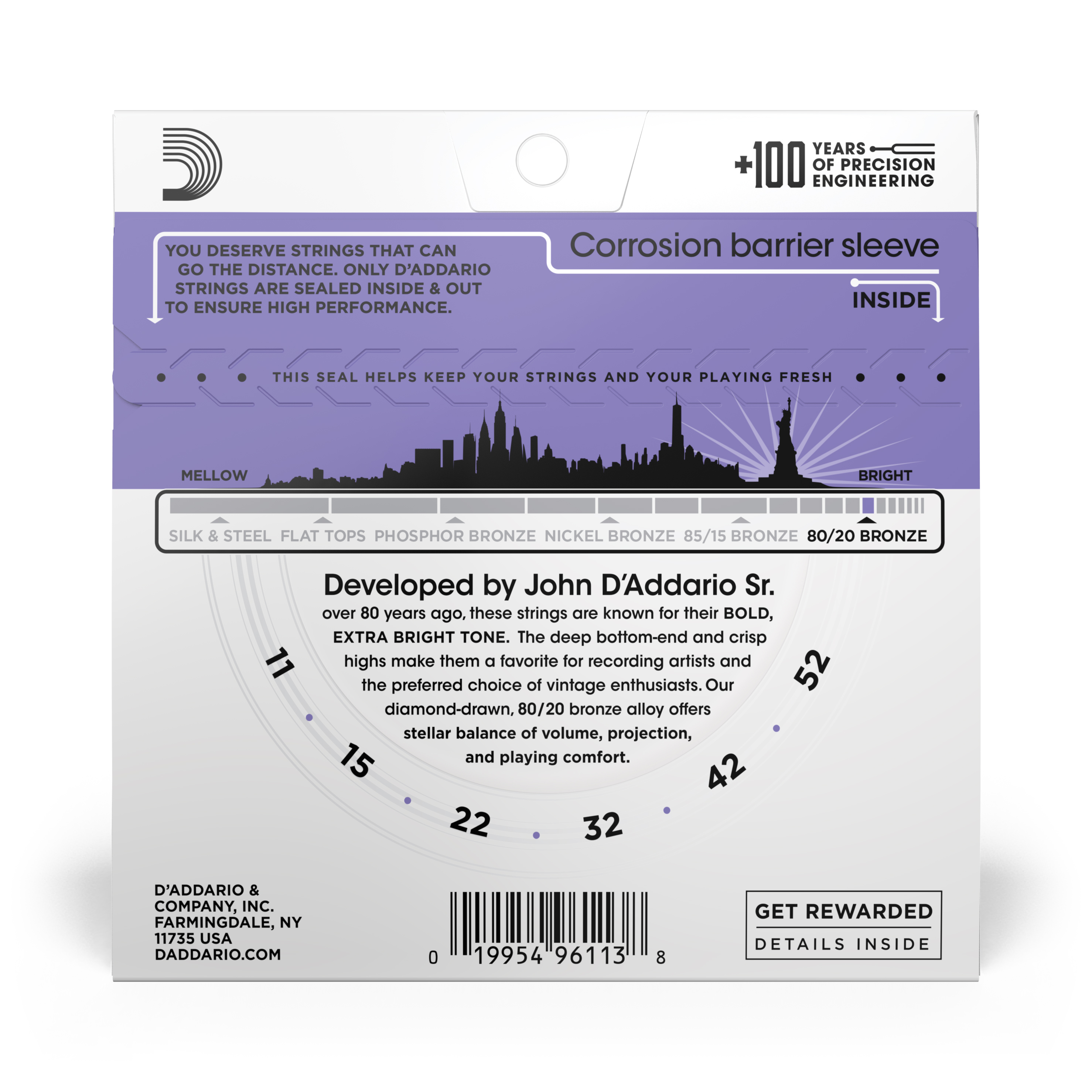 Other Cover Image D'Addario EJ13 Saiten für Akustikgitarre, 80/20 Bronze, Custom Light, 11-52