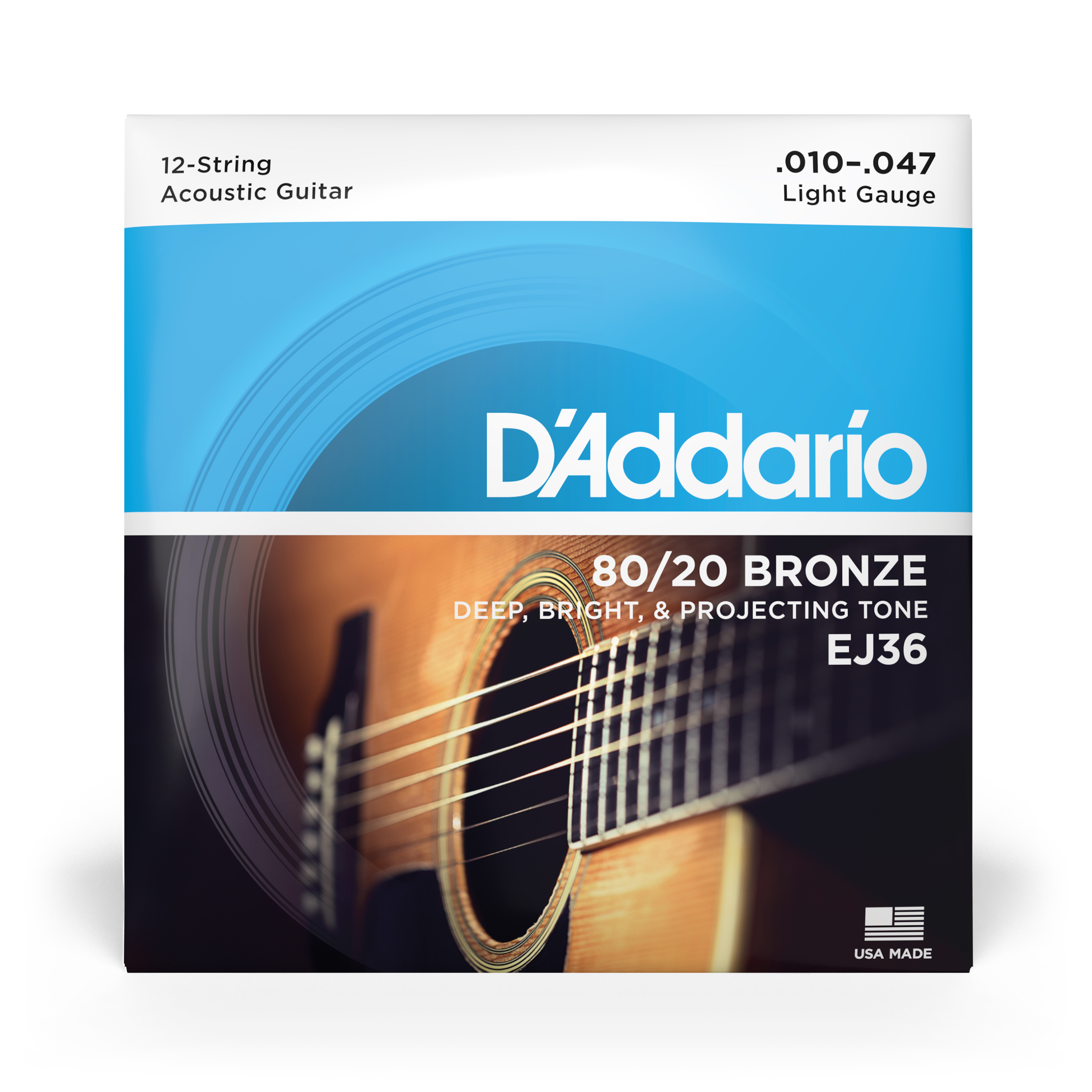 Other Cover Image D'Addario EJ36 Saiten für 12-saitige Akustikgitarre, Bronze, Light, 10-47