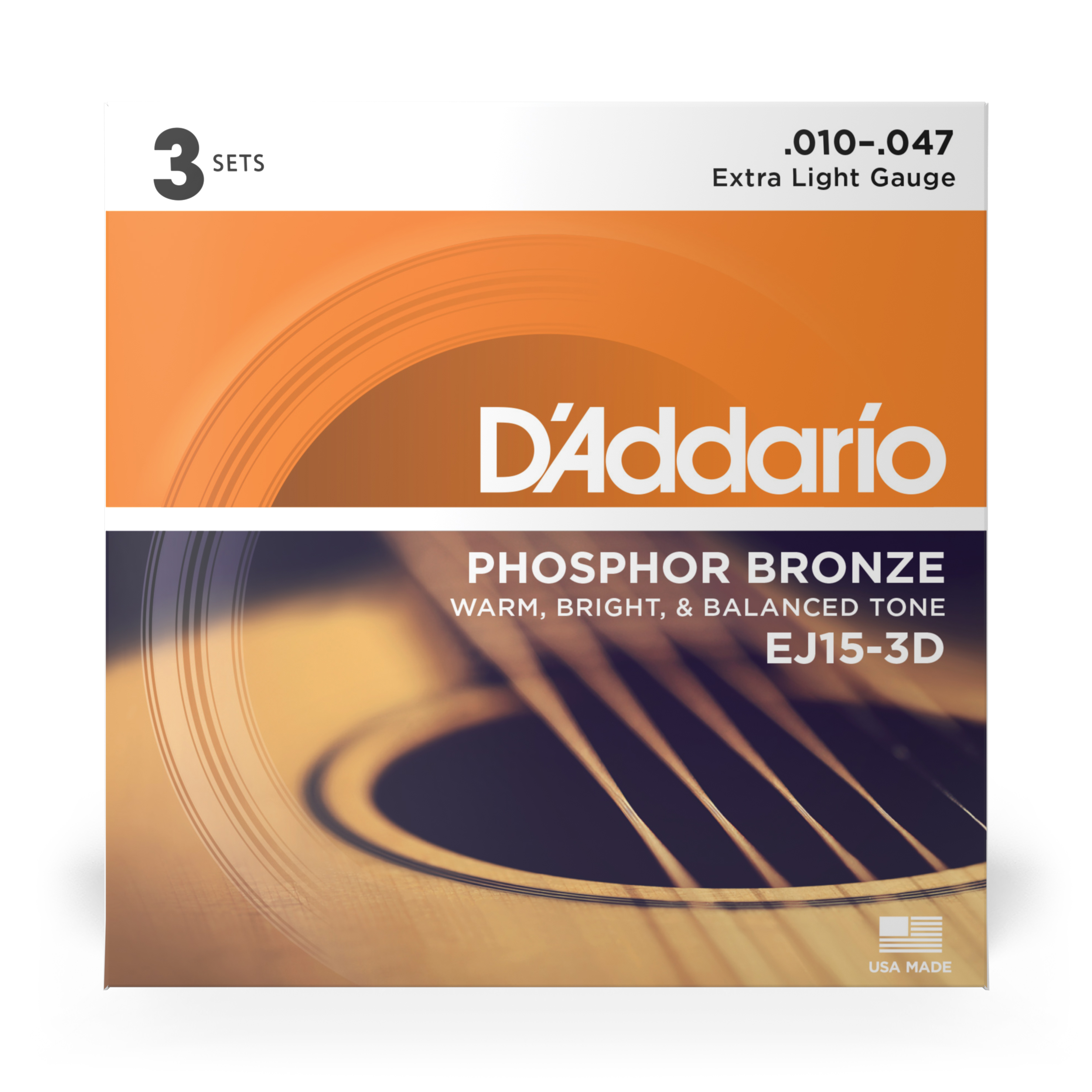 Other Cover Image D'Addario EJ15-3D Saiten für Akustikgitarre, Phosphorbronze, Extra Light, 3 Sätze