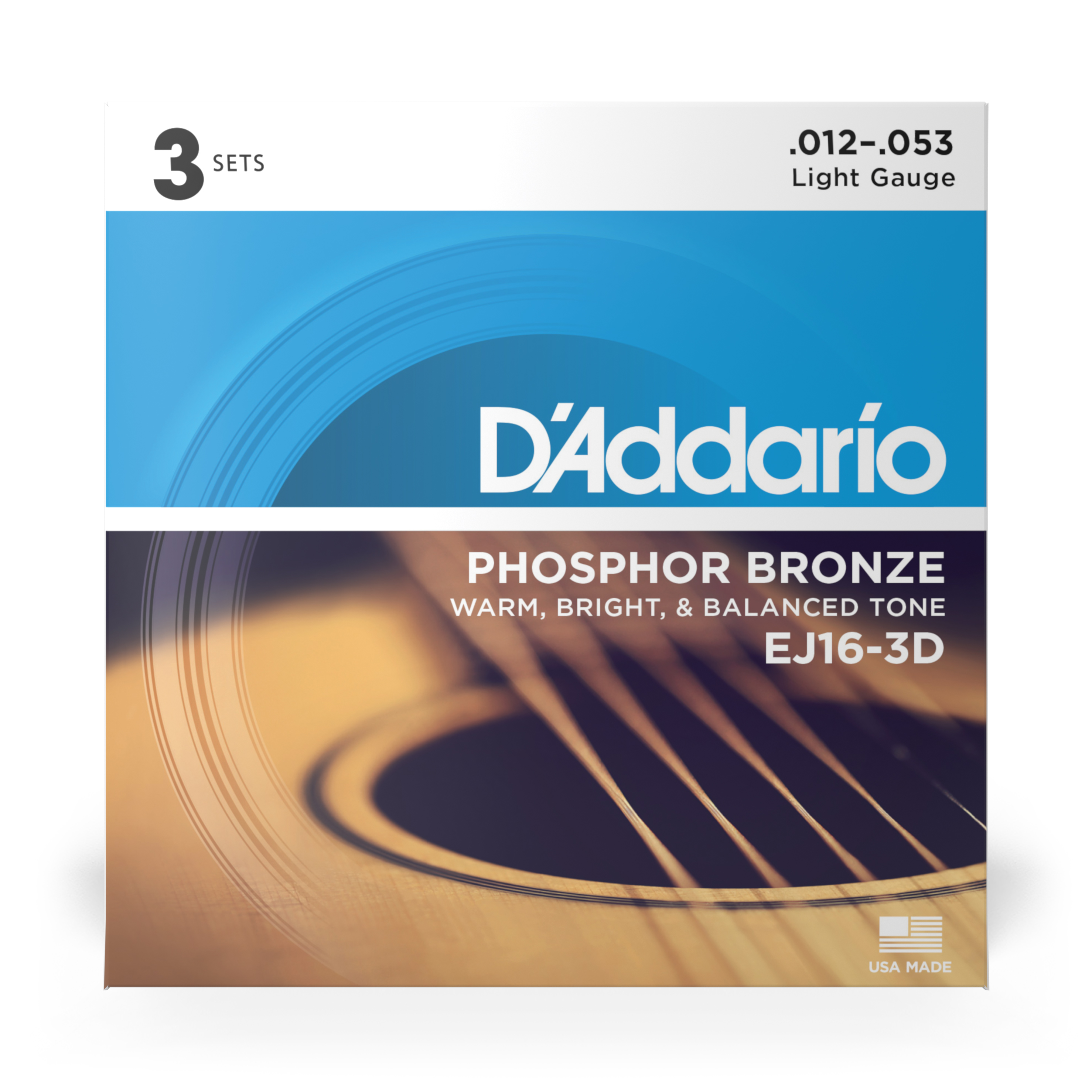 Other Cover Image D'Addario EJ16-3D Saiten für Akustikgitarre, Phosphorbronze, Light, 3 Sätze