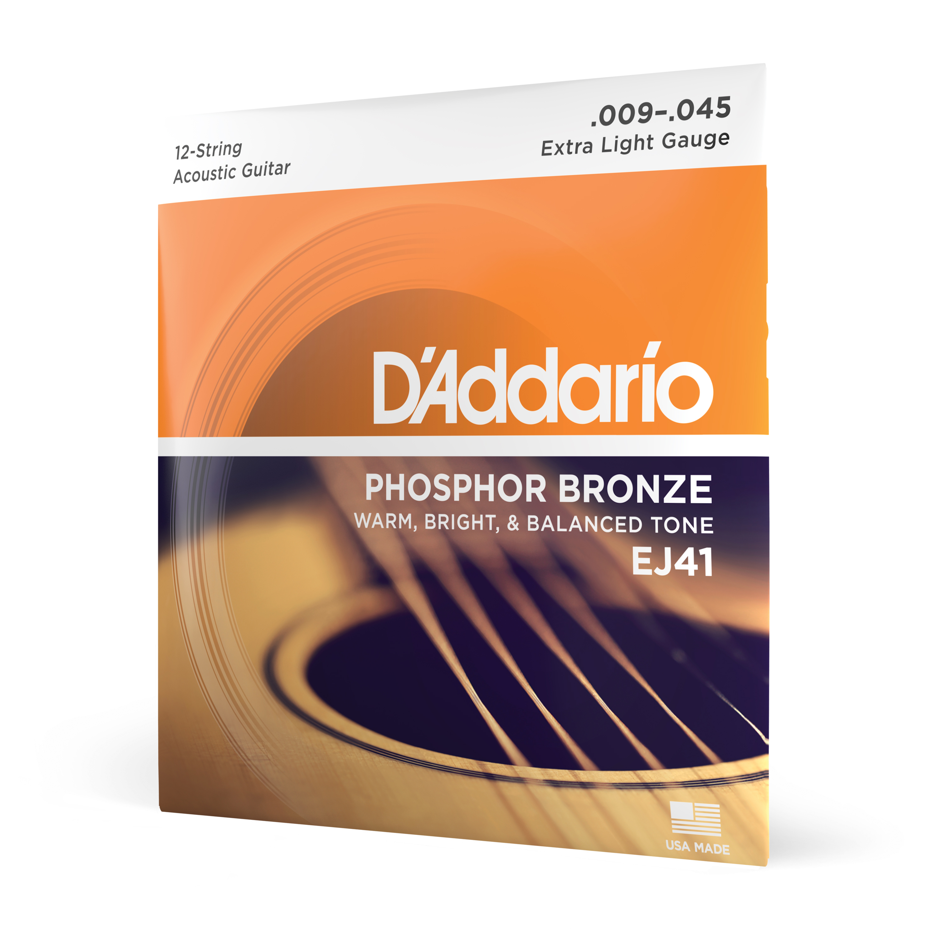 Front Cover Image D'Addario EJ41 Saiten für 12-saitige Akustikgitarre, Phosphorbronze, Extra Light, 9-45