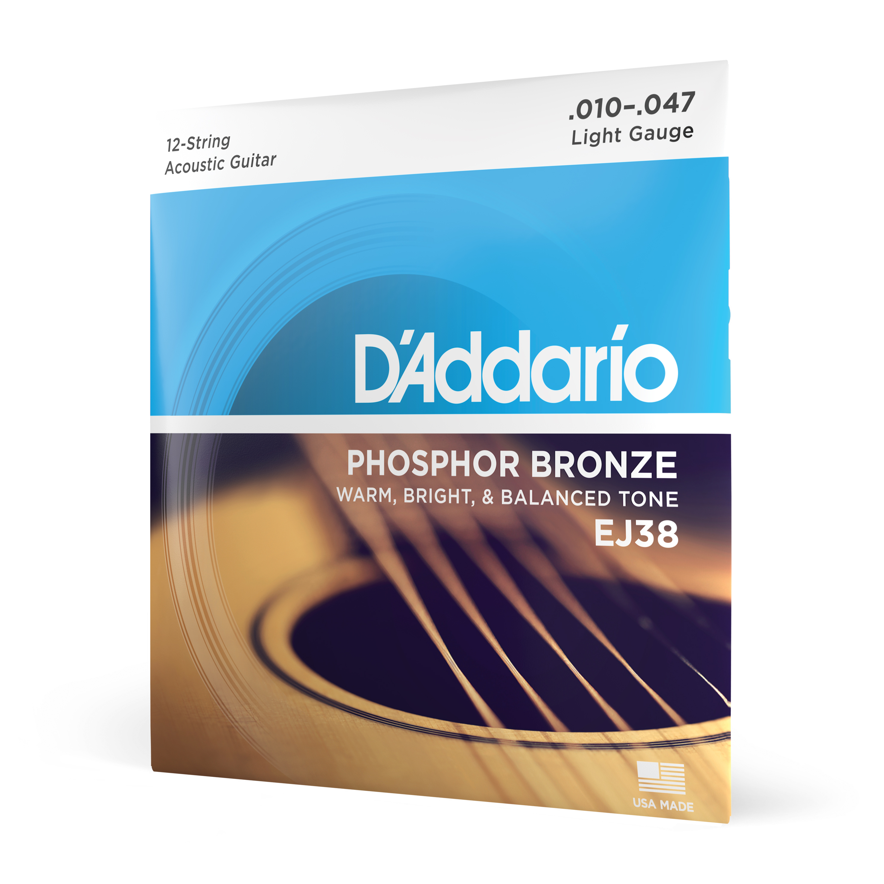 Front Cover Image D'Addario EJ38 Saiten für 12-saitige Akustikgitarre, Phosphorbronze, Light, 10-47