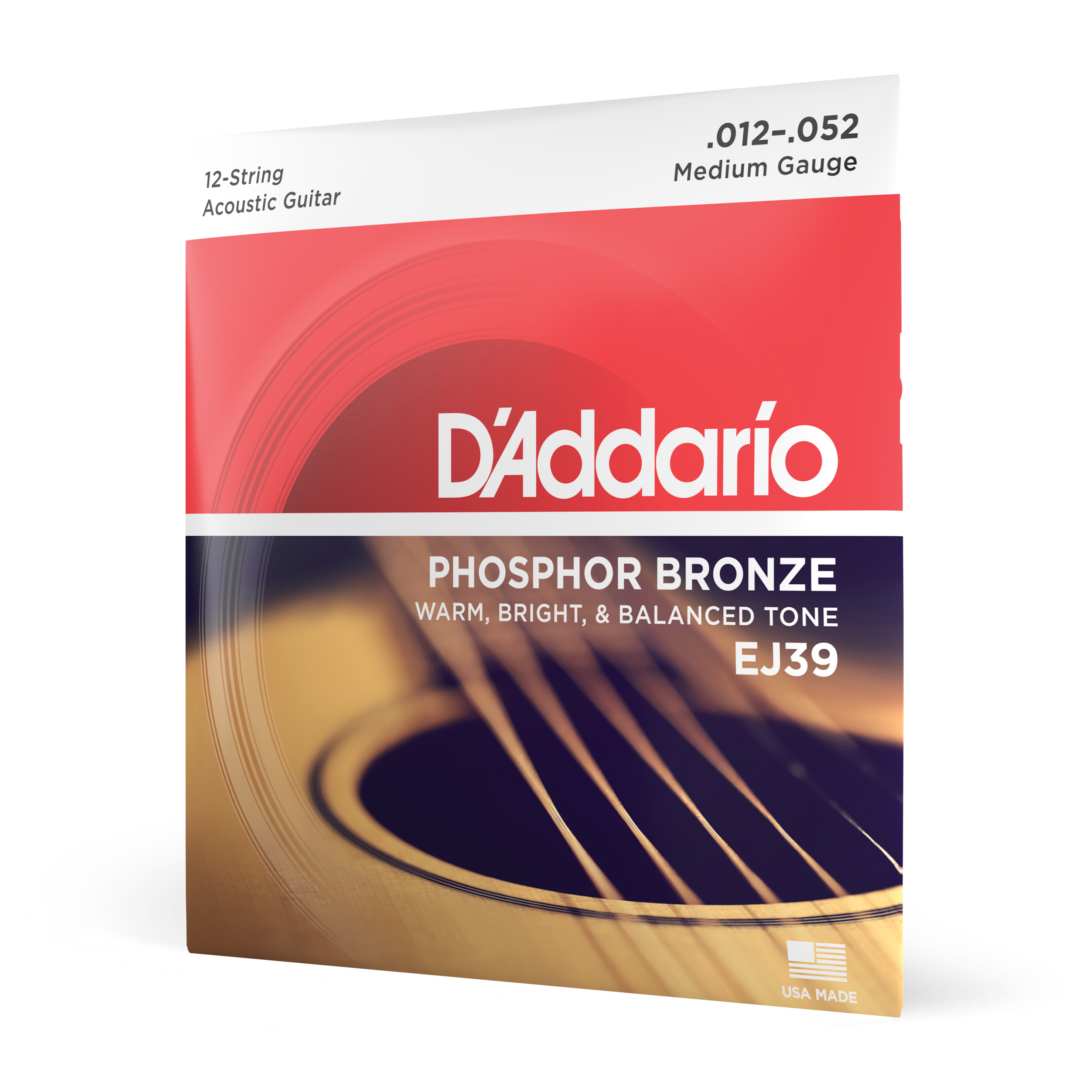 Front Cover Image D'Addario EJ39 Saiten für 12-saitige Akustikgitarre, Phosphorbronze, Medium, 12-52