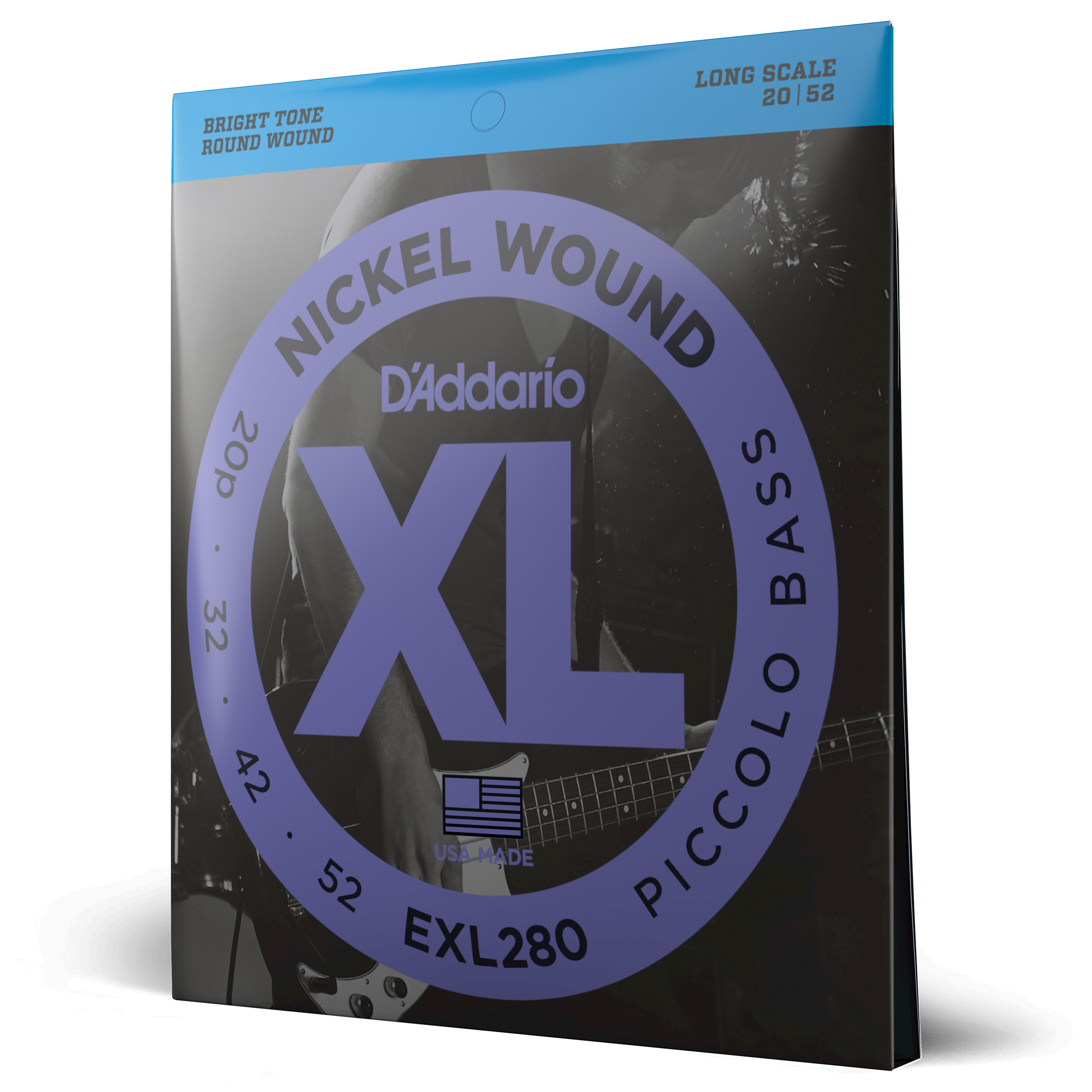 Front Cover Image D'Addario EXL280 Saiten für Piccolo-Bassgitarre, mit Nickel umsponnen, 20-52, Long Scale