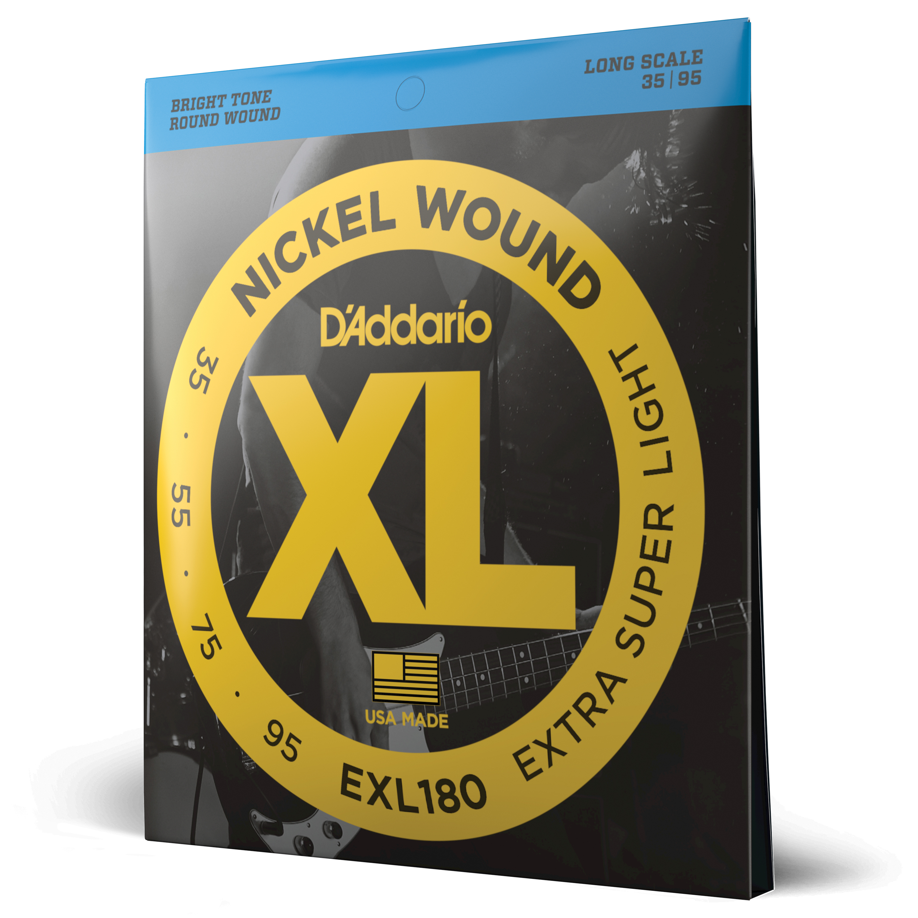 Front Cover Image D'Addario EXL180 Saiten für Bassgitarre, mit Nickel umsponnen, Extra Super Light, 35-95, Long Scale