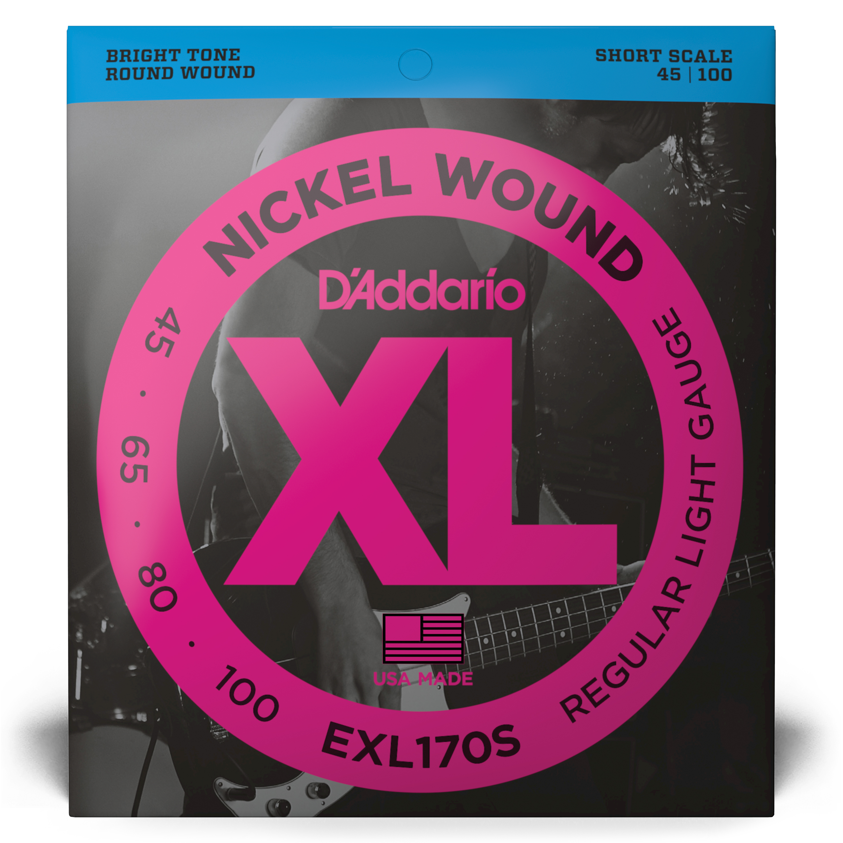 Other Cover Image D'Addario EXL170S Saiten für Bassgitarre, mit Nickel umsponnen, Light, 45-100, Short Scale