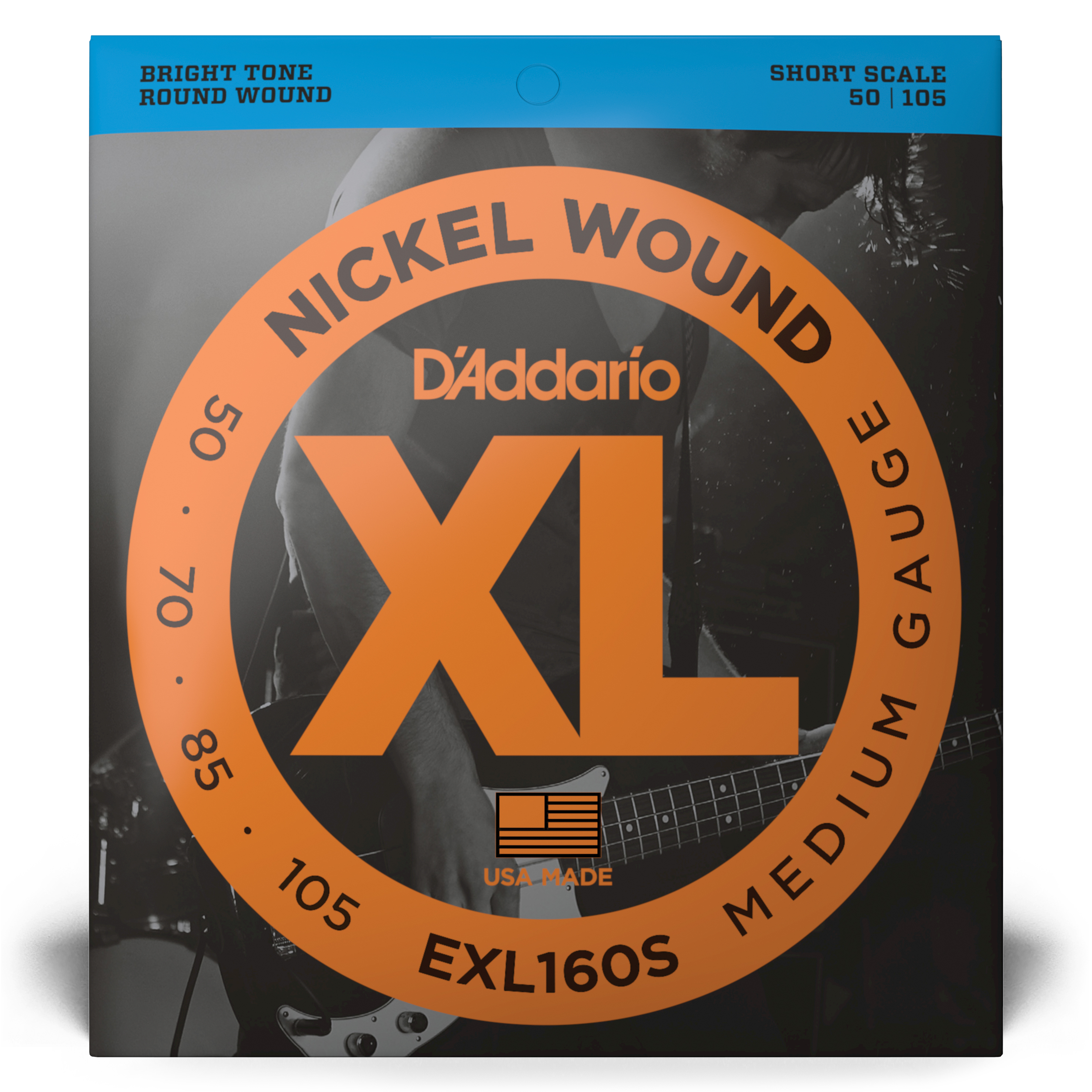 Other Cover Image D'Addario EXL160S Saiten für Bassgitarre, mit Nickel umsponnen, Medium, 50-105, Short Scale