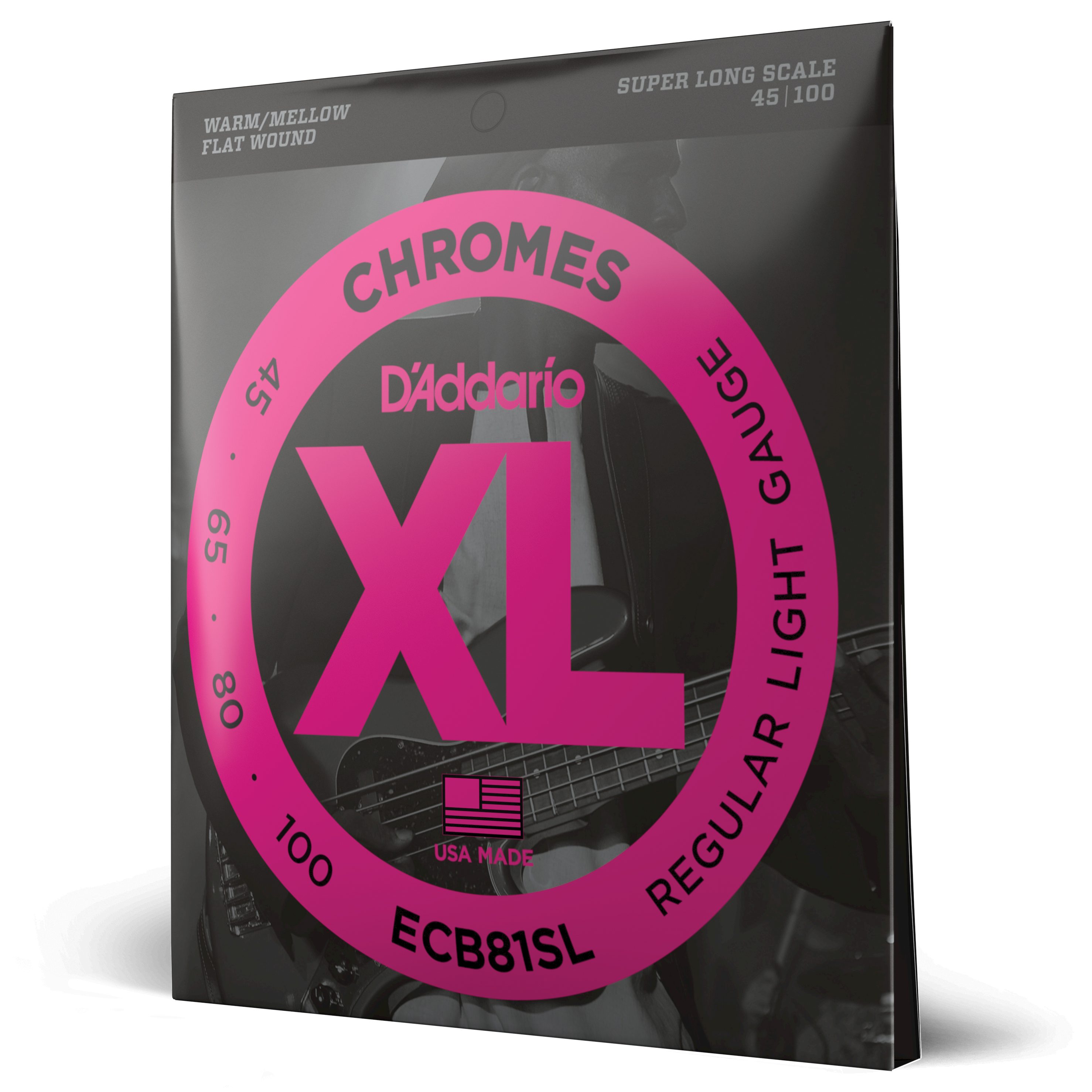 Front Cover Image D'Addario ECB81SL Chromes Saiten für Bassgitarre, Light, 45-100, Super Long Scale