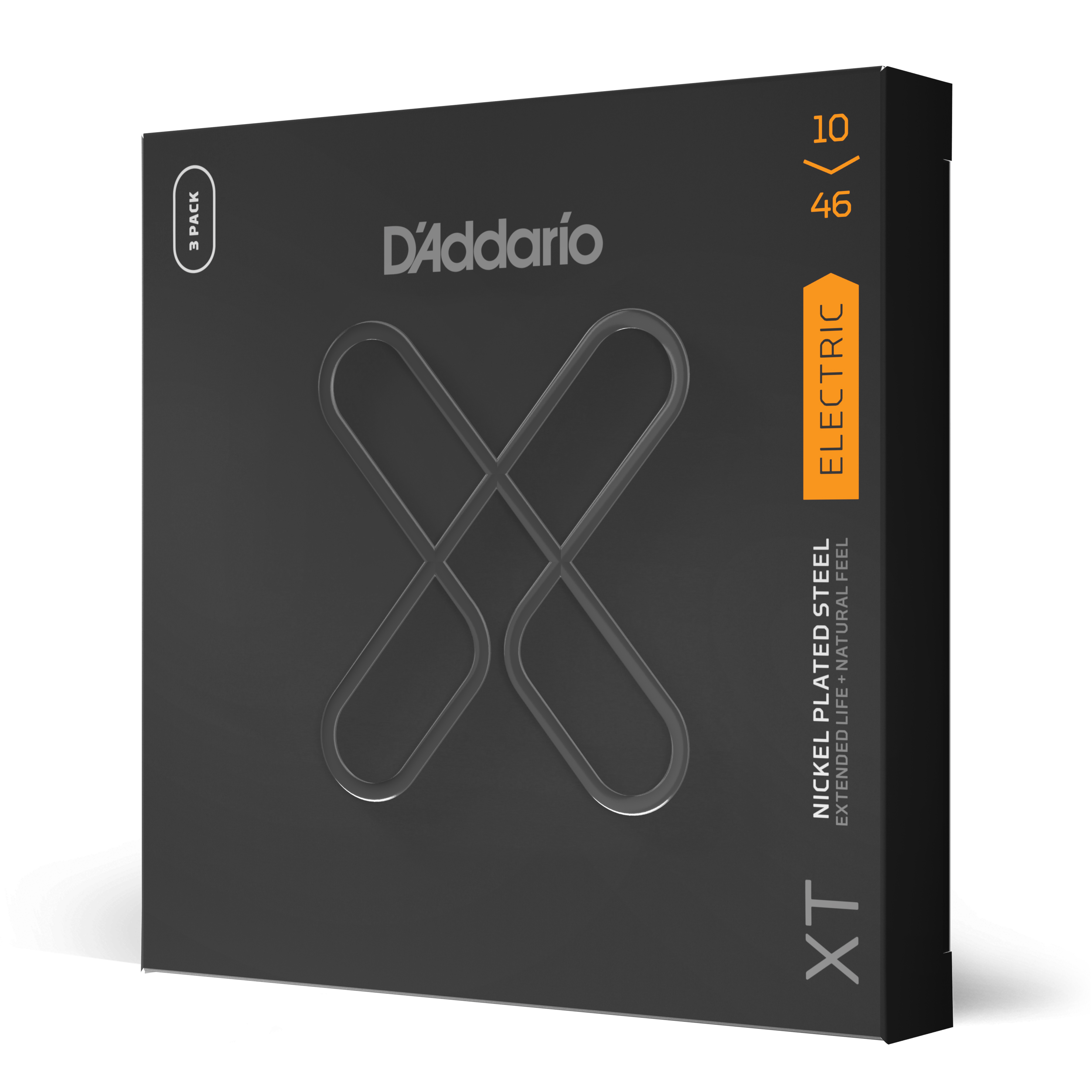 Front Cover Image D'Addario XTE1046, vernickelte XT Stahlsaite für E-Gitarre, Regular Light, 10-46, 3 Sätze 