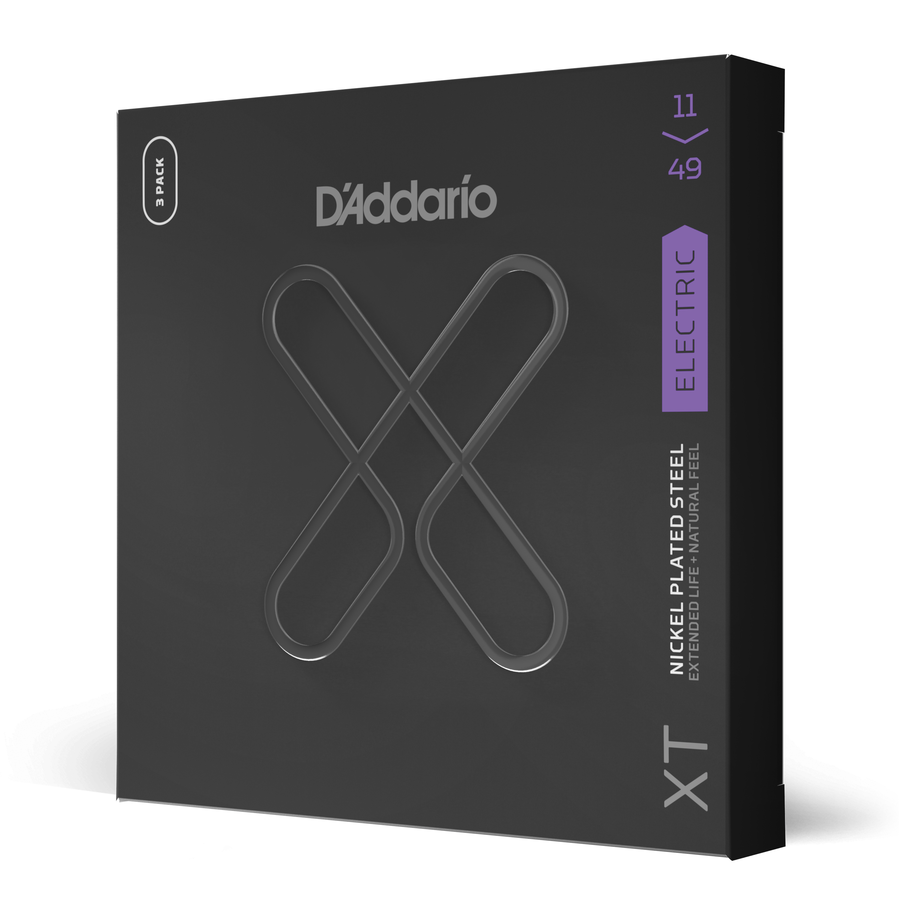 Front Cover Image D'Addario XTE1149, vernickelte XT Stahlsaite für E-Gitarre, Medium, 11-49, 3 Sätze 