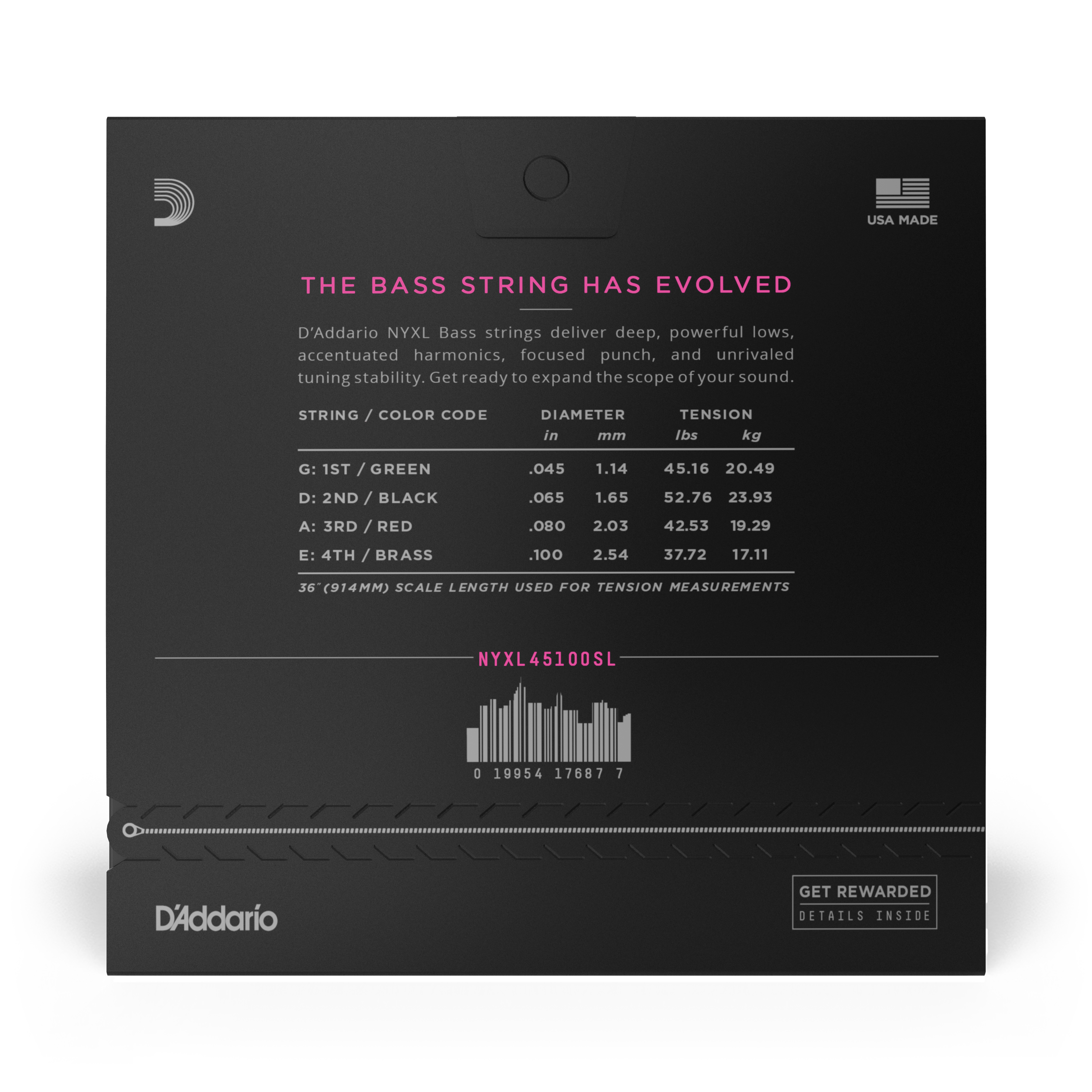 Other Cover Image D'Addario NYXL45100SL mit vernickeltem Draht umsponnene Saiten für Bassgitarren, normale leichte Spannung, 45-100, Übergröße