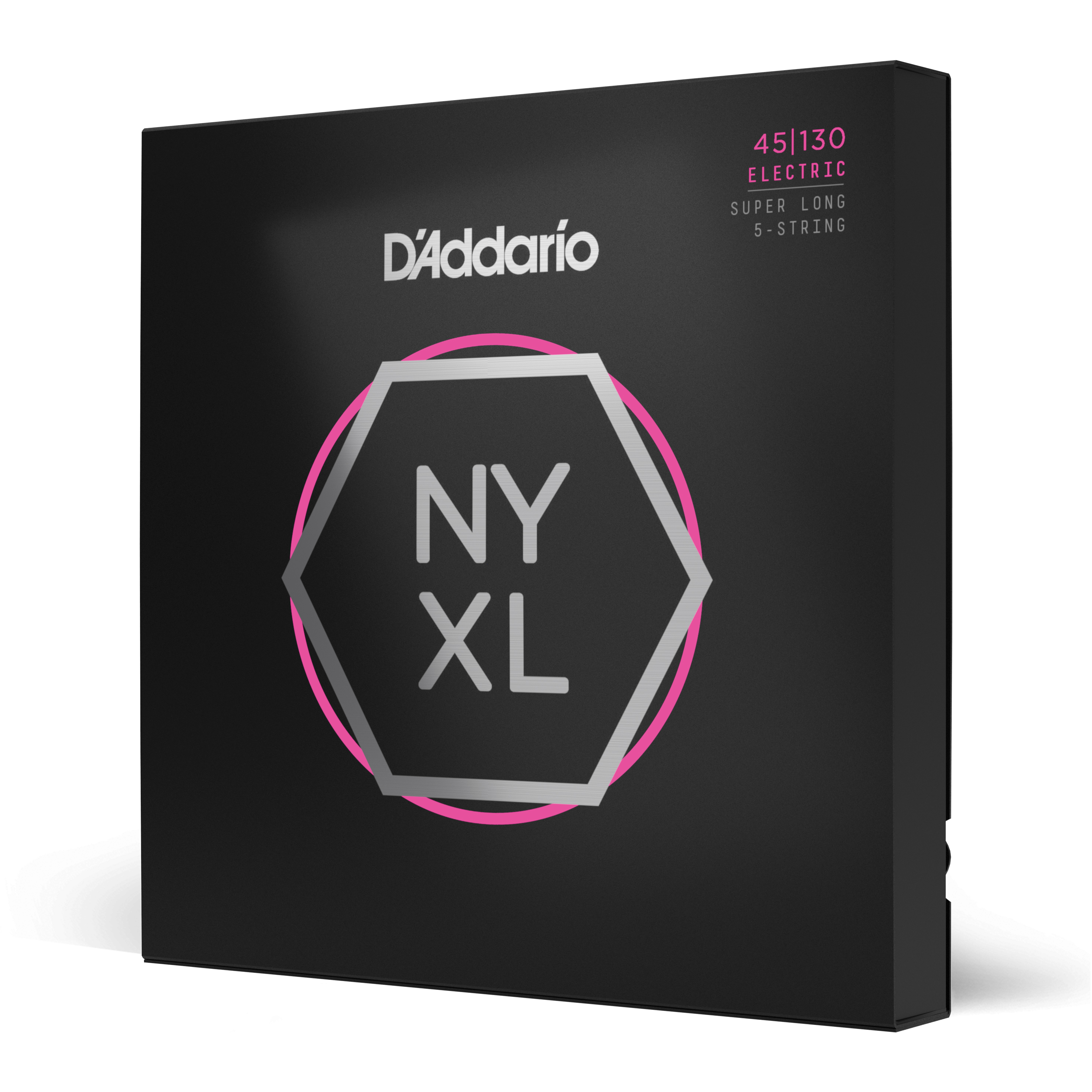 Front Cover Image D'Addario NYXL45130SL mit vernickeltem Draht umsponnene Saiten für Bassgitarren, normale leichte Spannung, 5-saitig, 45-130, Übergröße