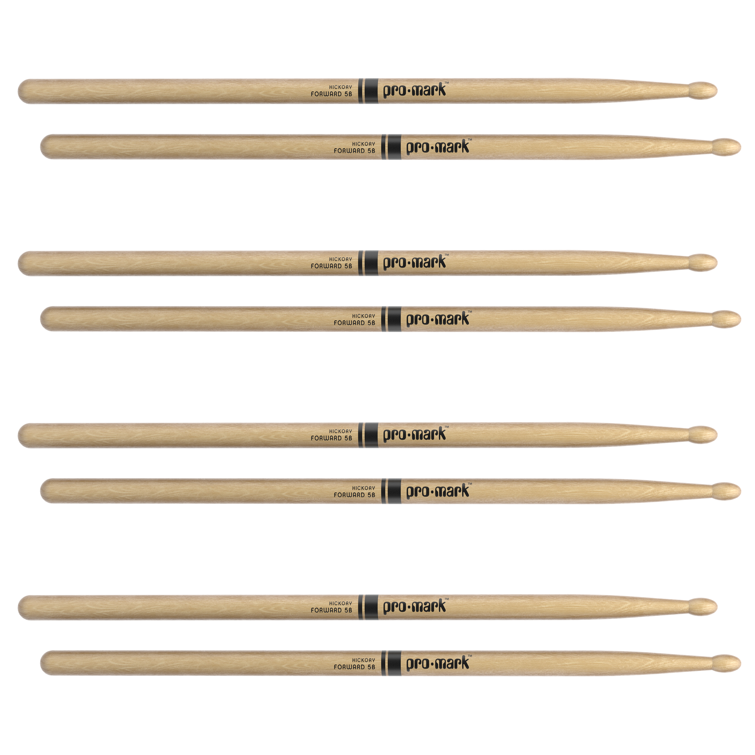 Other Cover Image ProMark Classic Forward 5B Hickory Drumstick, Oval Wood Tip, 4-Pack