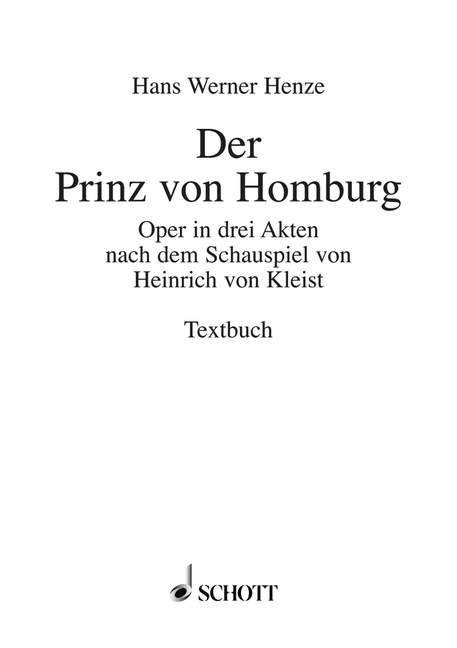 Front Cover Image Der Prinz von Homburg 