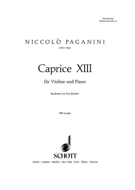 Front Cover Image Caprice Nr. 13 B-Dur Nr. 12