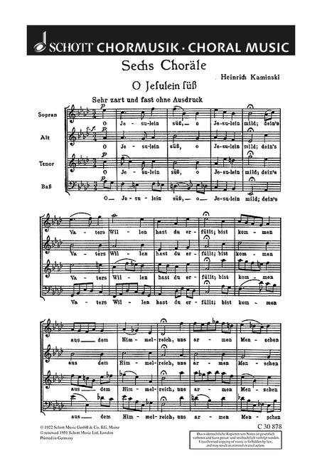 Front Cover Image Sechs Choräle 