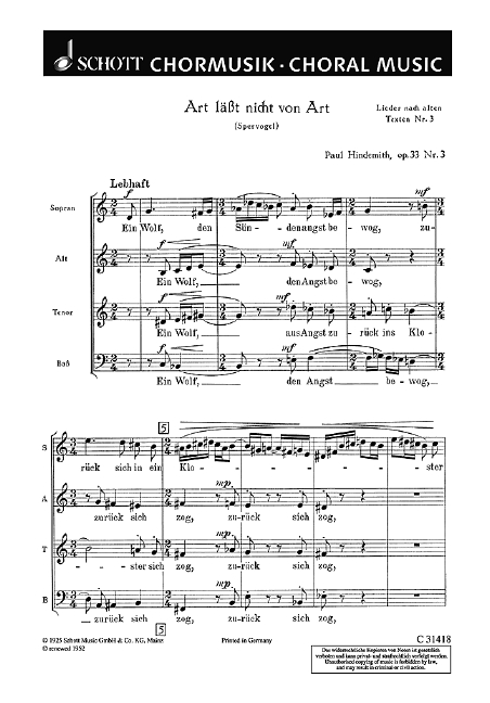 Front Cover Image Lieder nach alten Texten op. 33 