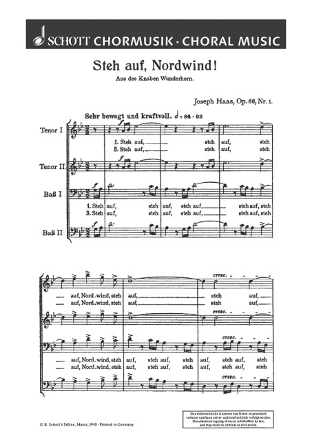Front Cover Image Steh auf, Nordwind! op. 66/1 