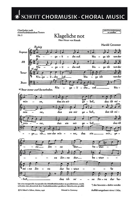 Front Cover Image Fünf Chorlieder GeWV 17 