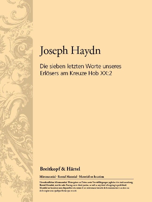 Other Cover Image Die sieben letzten Worte unseres Erlösers am Kreuze Hob XX:2