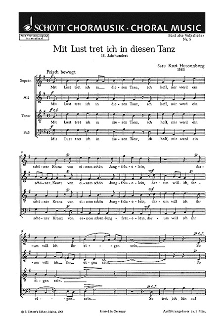 Front Cover Image Fünf alte Volkslieder 