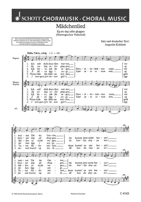 Front Cover Image Mädchenlied 