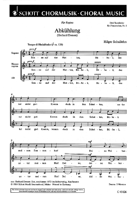 Front Cover Image Drei Tanzlieder 