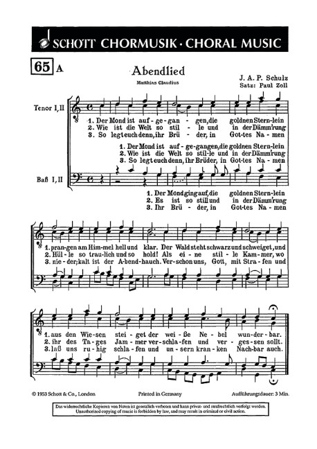 Front Cover Image Abendlied / Nun ruhen alle Wälder 